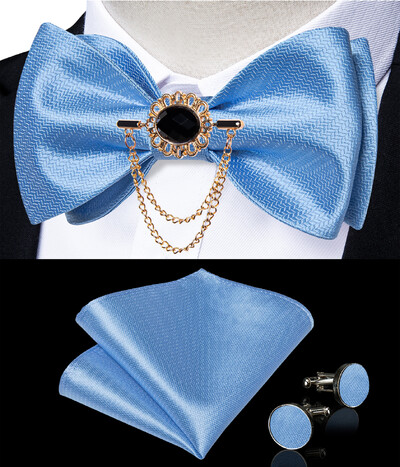 Self Tie Παπιγιόν με Καρφίτσα Chain Luxury Μαύρο Λευκό Μπλε Κόκκινο Paisley Floral Butterfly Wedding Prom Groom Bowknot Ανδρικό αξεσουάρ