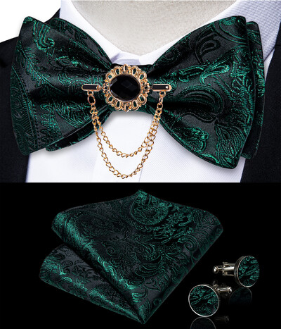 Self Tie Παπιγιόν με Καρφίτσα Chain Luxury Μαύρο Λευκό Μπλε Κόκκινο Paisley Floral Butterfly Wedding Prom Groom Bowknot Ανδρικό αξεσουάρ