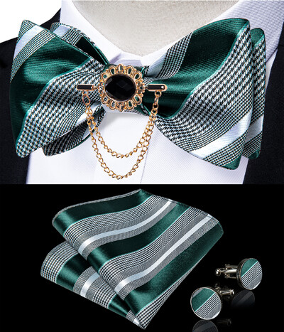 Self Tie Παπιγιόν με Καρφίτσα Chain Luxury Μαύρο Λευκό Μπλε Κόκκινο Paisley Floral Butterfly Wedding Prom Groom Bowknot Ανδρικό αξεσουάρ