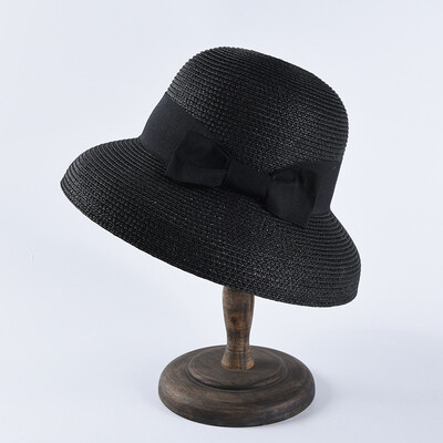 Hepburn bantes lentes saules cepure sieviešu salmu cepure Spain cepure krāsu sauļošanās saules cepure pludmales cepure vairumtirdzniecība