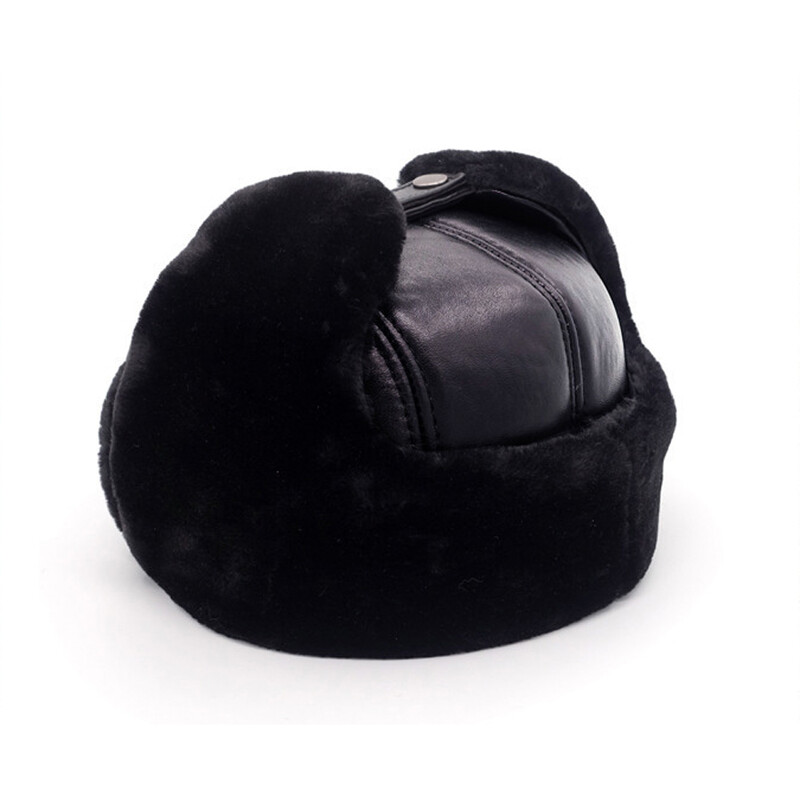 2025. Muška ležerna zimska topla kožna kapa od ovčje kože Nove vruće ruske kape za odrasle Muške 100% prirodne bombaške kape od prave ovčje kože