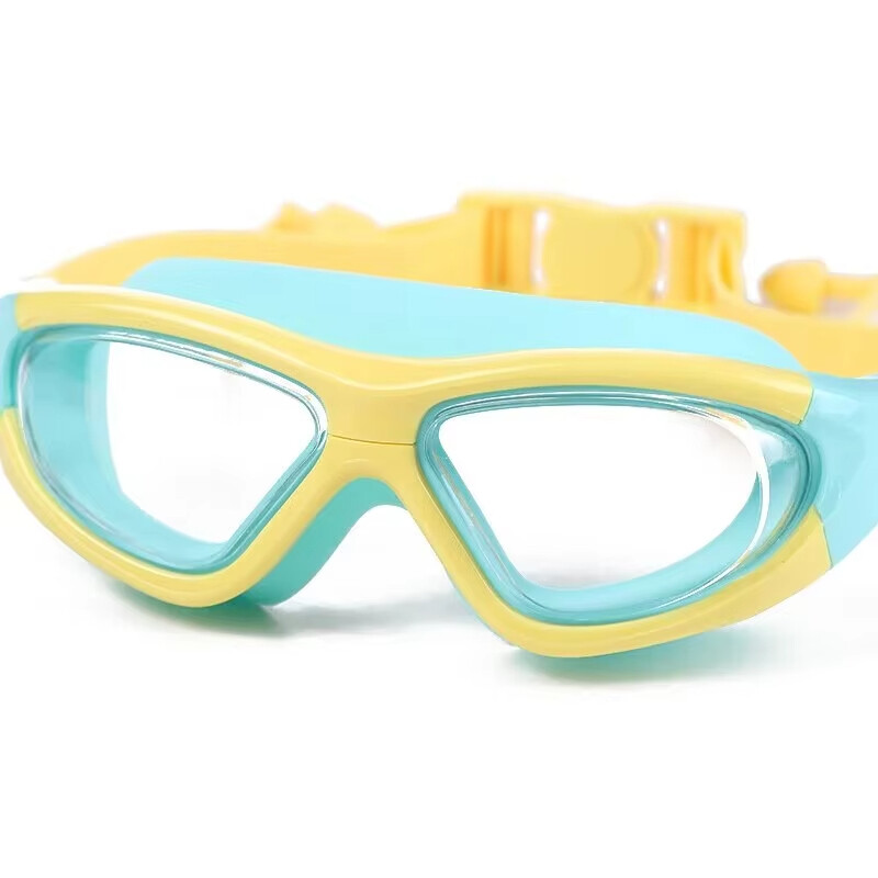 Dječje vodootporne i protiv zamagljivanja naočale s velikim okvirom za plivanje visoke razlučivosti, praktične zaštitne naočale Čepići za uši povezani silikonom