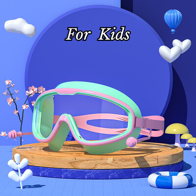 Ochelari de înot dopuri pentru urechi cu cadru mare, impermeabili, anti-aburire, ochelari HD transparenți pentru bebeluși, protecție UV, ochelari de înot în siguranță