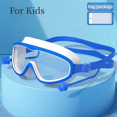 Ochelari de înot dopuri pentru urechi cu cadru mare, impermeabili, anti-aburire, ochelari HD transparenți pentru bebeluși, protecție UV, ochelari de înot în siguranță