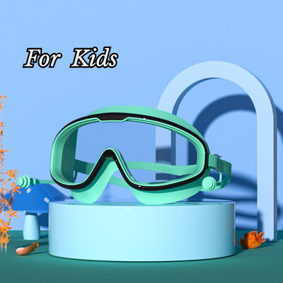 Ochelari de înot dopuri pentru urechi cu cadru mare, impermeabili, anti-aburire, ochelari HD transparenți pentru bebeluși, protecție UV, ochelari de înot în siguranță