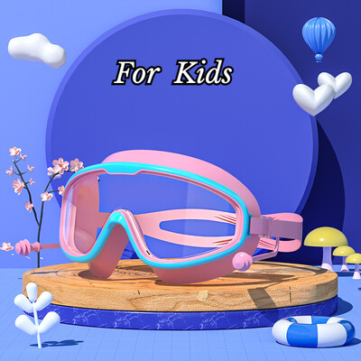 Ochelari de înot dopuri pentru urechi cu cadru mare, impermeabili, anti-aburire, ochelari HD transparenți pentru bebeluși, protecție UV, ochelari de înot în siguranță