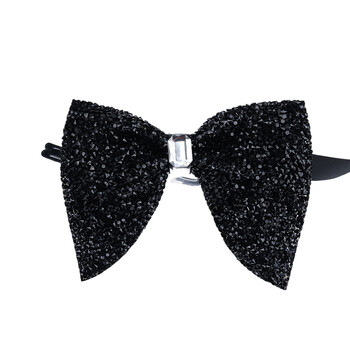 New Fashion Solid All Rhinestone Big Bowtie Μαύρο γυαλιστερό Fashion παπιγιόν για άντρες Επαγγελματικές γραβάτες γάμου Αξεσουάρ δώρου