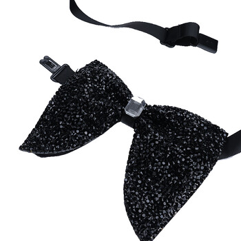 New Fashion Solid All Rhinestone Big Bowtie Μαύρο γυαλιστερό Fashion παπιγιόν για άντρες Επαγγελματικές γραβάτες γάμου Αξεσουάρ δώρου