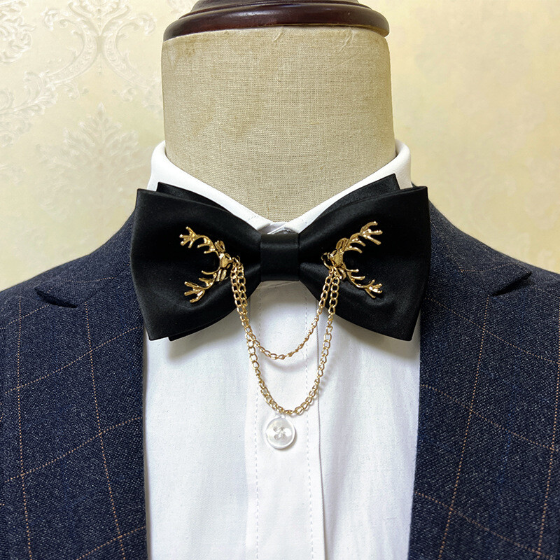 Luksuzna bijela košulja s resicama, lanac s dijamantima, leptir mašna, leptir mašna, vjenčani kum s mašnom, crvena luksuzna svečana haljina, darovi za muškarce