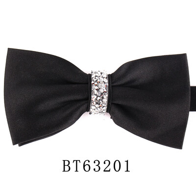Нова черна папийонка Изкуствен диамант Папийонка за мъже, жени Коледно парти, мъжки папийонки, вратовръзки, сватбени мъжки папийонки за подаръци