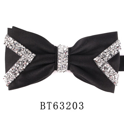 Нова черна папийонка Изкуствен диамант Папийонка за мъже, жени Коледно парти, мъжки папийонки, вратовръзки, сватбени мъжки папийонки за подаръци