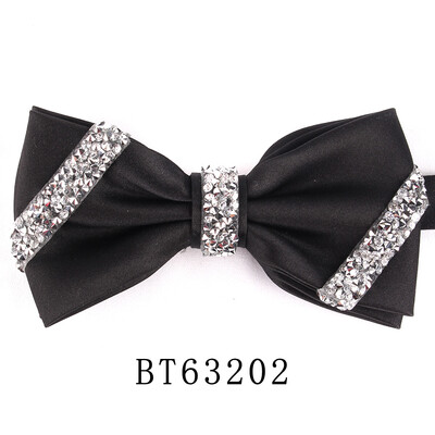 Нова черна папийонка Изкуствен диамант Папийонка за мъже, жени Коледно парти, мъжки папийонки, вратовръзки, сватбени мъжки папийонки за подаръци