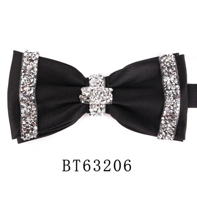 Нова черна папийонка Изкуствен диамант Папийонка за мъже, жени Коледно парти, мъжки папийонки, вратовръзки, сватбени мъжки папийонки за подаръци