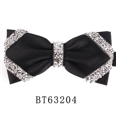 Нова черна папийонка Изкуствен диамант Папийонка за мъже, жени Коледно парти, мъжки папийонки, вратовръзки, сватбени мъжки папийонки за подаръци