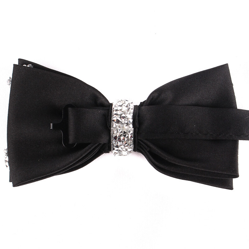 Нова черна папийонка Изкуствен диамант Папийонка за мъже, жени Коледно парти, мъжки папийонки, вратовръзки, сватбени мъжки папийонки за подаръци