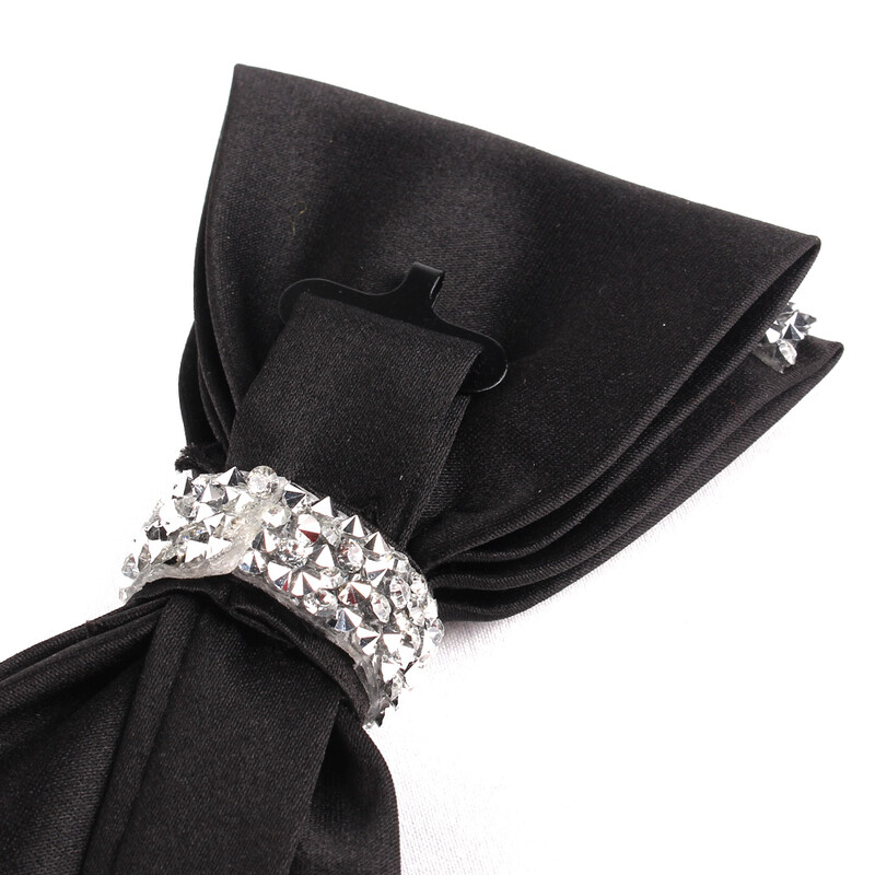 Нова черна папийонка Изкуствен диамант Папийонка за мъже, жени Коледно парти, мъжки папийонки, вратовръзки, сватбени мъжки папийонки за подаръци