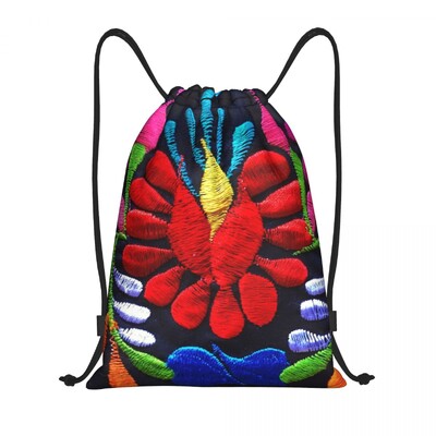 Pielāgoti meksikāņu ziedu ziedu tekstila savilkšanas maisiņi iepirkšanās jogas mugursomas vīriešiem sievietēm krāsains sporta sporta zāles maiss