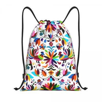 Pielāgoti meksikāņu ziedu ziedu tekstila savilkšanas maisiņi iepirkšanās jogas mugursomas vīriešiem sievietēm krāsains sporta sporta zāles maiss