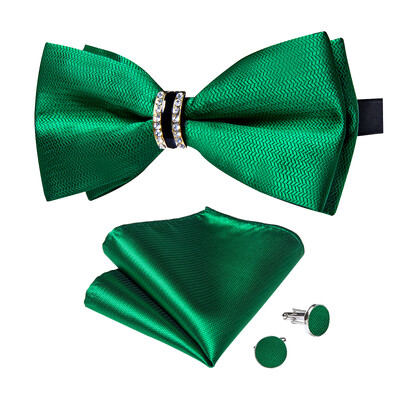 Meeste kikilips polüestrist liblikas Cravat täisruuduline must sinine punane roheline smoking ülikonnad Aksessuaarid Taskurätt Mansetinööbid