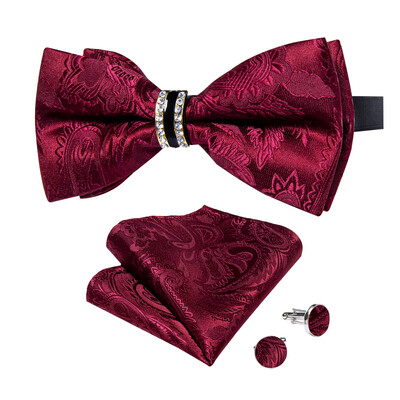 Meeste kikilips polüestrist liblikas Cravat täisruuduline must sinine punane roheline smoking ülikonnad Aksessuaarid Taskurätt Mansetinööbid