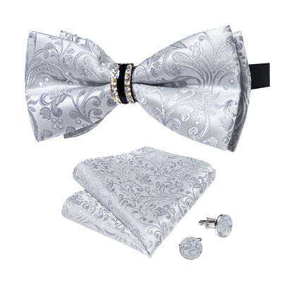 Meeste kikilips polüestrist liblikas Cravat täisruuduline must sinine punane roheline smoking ülikonnad Aksessuaarid Taskurätt Mansetinööbid