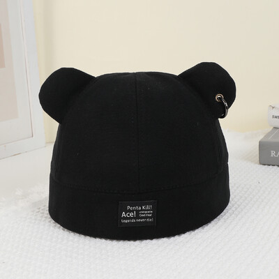 Pălărie doamnă Toamnă iarnă drăguț tridimensional urechi de pisică cerc scrisoare etichetă pepene galben pălărie din piele totul hip hop pălărie proprietar