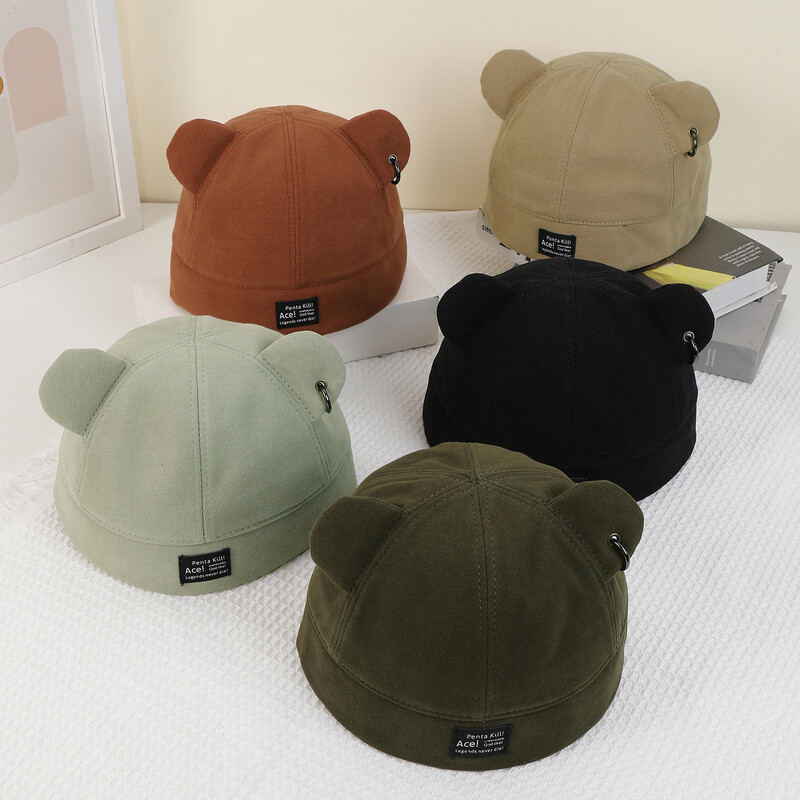 Pălărie doamnă Toamnă iarnă drăguț tridimensional urechi de pisică cerc scrisoare etichetă pepene galben pălărie din piele totul hip hop pălărie proprietar