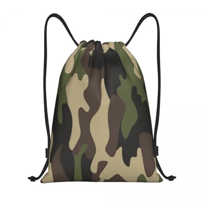 Rucsac personalizat cu șnur Camo Geantă de sport pentru bărbați, femei, Germania, braț militar, rucsac de antrenament de camuflaj