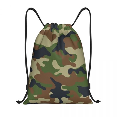 Rucsac personalizat cu șnur Camo Geantă de sport pentru bărbați, femei, Germania, braț militar, rucsac de antrenament de camuflaj