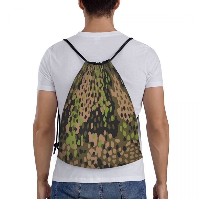 Rucsac personalizat cu șnur Camo Geantă de sport pentru bărbați, femei, Germania, braț militar, rucsac de antrenament de camuflaj
