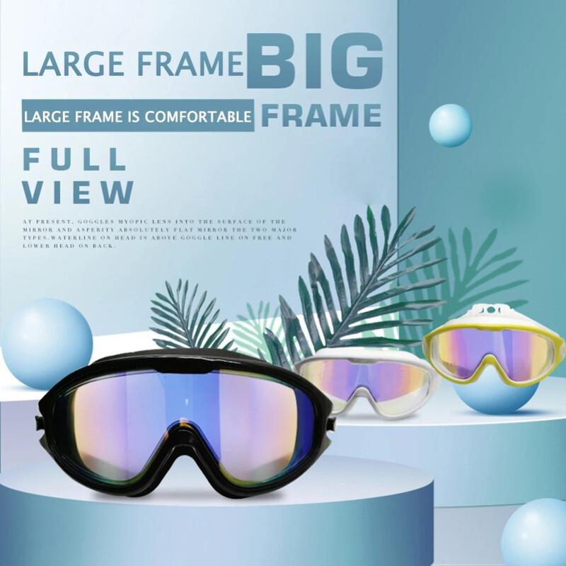 Ochelari de înot cu cadru mare galvanizat pentru adulți/anti-aburire și anti-ultraviolete/lentile optice de siguranță/accesorii de înot