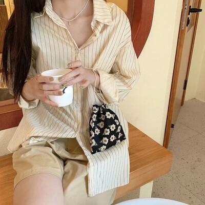 Ziedu rūtains audekla aukliņu maisiņš Ziemassvētku dāvanas konfektes Rotaslietas Kosmētika Monētas Atslēgas Organizators Iepakošanas somas Uzglabāšanas somas maisiņš