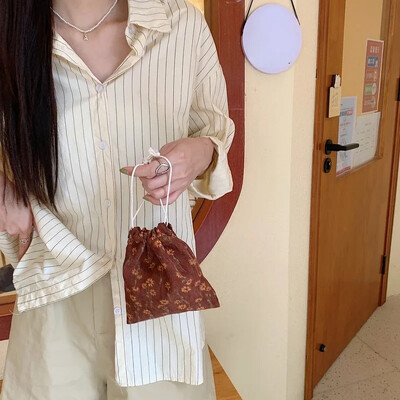 Ziedu rūtains audekla aukliņu maisiņš Ziemassvētku dāvanas konfektes Rotaslietas Kosmētika Monētas Atslēgas Organizators Iepakošanas somas Uzglabāšanas somas maisiņš