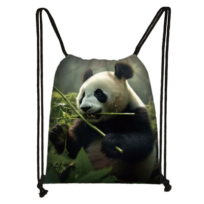 Geantă cu șnur Panda drăguț pentru fete Pachet de depozitare de călătorie Rucsacuri de școală cu desene animate Geanta pentru copii Suport pantofi pentru copii Cadou