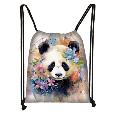 Geantă cu șnur Panda drăguț pentru fete Pachet de depozitare de călătorie Rucsacuri de școală cu desene animate Geanta pentru copii Suport pantofi pentru copii Cadou