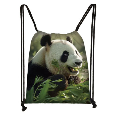 Geantă cu șnur Panda drăguț pentru fete Pachet de depozitare de călătorie Rucsacuri de școală cu desene animate Geanta pentru copii Suport pantofi pentru copii Cadou