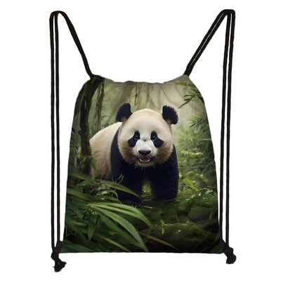Geantă cu șnur Panda drăguț pentru fete Pachet de depozitare de călătorie Rucsacuri de școală cu desene animate Geanta pentru copii Suport pantofi pentru copii Cadou
