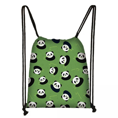 Geantă cu șnur Panda drăguț pentru fete Pachet de depozitare de călătorie Rucsacuri de școală cu desene animate Geanta pentru copii Suport pantofi pentru copii Cadou