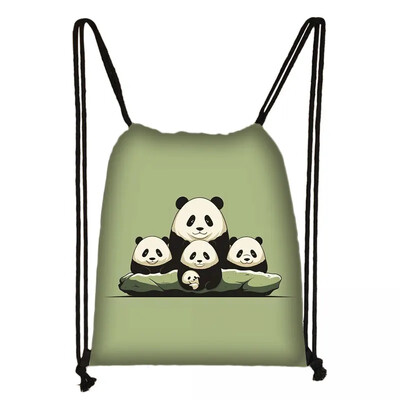 Geantă cu șnur Panda drăguț pentru fete Pachet de depozitare de călătorie Rucsacuri de școală cu desene animate Geanta pentru copii Suport pantofi pentru copii Cadou