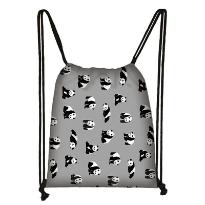 Geantă cu șnur Panda drăguț pentru fete Pachet de depozitare de călătorie Rucsacuri de școală cu desene animate Geanta pentru copii Suport pantofi pentru copii Cadou
