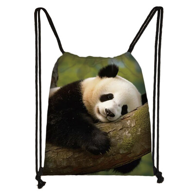 Geantă cu șnur Panda drăguț pentru fete Pachet de depozitare de călătorie Rucsacuri de școală cu desene animate Geanta pentru copii Suport pantofi pentru copii Cadou