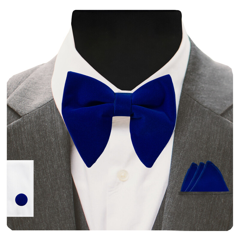 GUSLESON Papion mare din catifea pentru bărbați, set de butoni de buzunar, cu cutie de cadou, cravată solidă, roșie, galbenă, pentru nunta bărbatului