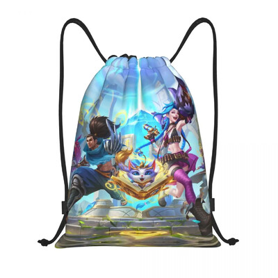 League Battle Game Legends Arcane Rucsac cu șnur Geantă de sport pentru femei Bărbați Jinx Monkey Graffiti Rucsac pentru cumpărături