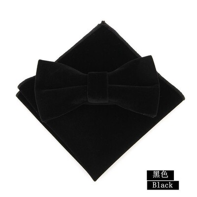 Komplet kravata od 2 komada, modne muške baršunaste leptir-mašne, jednobojne crne svadbene zabave, svečana crvena leptir-mašna, rupčić, mašna