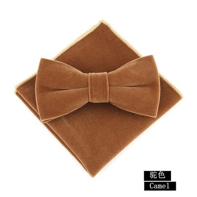 Komplet kravata od 2 komada, modne muške baršunaste leptir-mašne, jednobojne crne svadbene zabave, svečana crvena leptir-mašna, rupčić, mašna