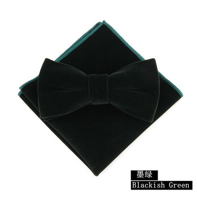 Komplet kravata od 2 komada, modne muške baršunaste leptir-mašne, jednobojne crne svadbene zabave, svečana crvena leptir-mašna, rupčić, mašna