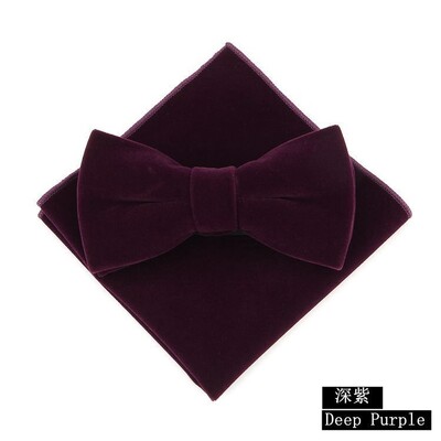 Komplet kravata od 2 komada, modne muške baršunaste leptir-mašne, jednobojne crne svadbene zabave, svečana crvena leptir-mašna, rupčić, mašna