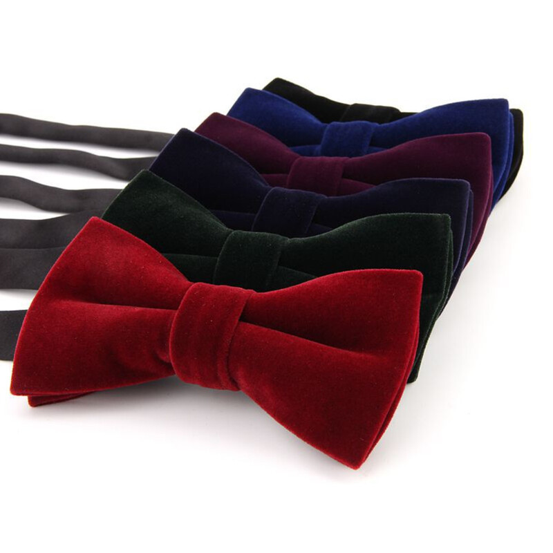 Komplet kravata od 2 komada, modne muške baršunaste leptir-mašne, jednobojne crne svadbene zabave, svečana crvena leptir-mašna, rupčić, mašna