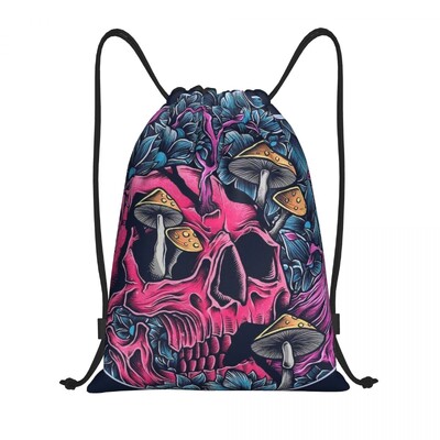 Geantă personalizată cu ciuperci magice psihedelice imprimate lavă cu șnur Femei bărbați Rucsac de depozitare sport ușor pentru sală