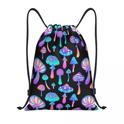 Geantă personalizată cu ciuperci magice psihedelice imprimate lavă cu șnur Femei bărbați Rucsac de depozitare sport ușor pentru sală